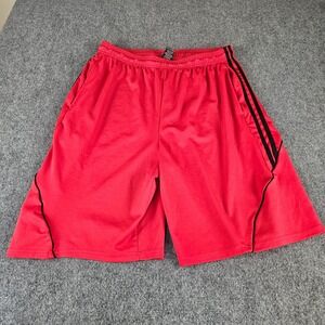 Victory Mens Basketball Shorts Red Black Stripes Athletic Gym Pockets Large